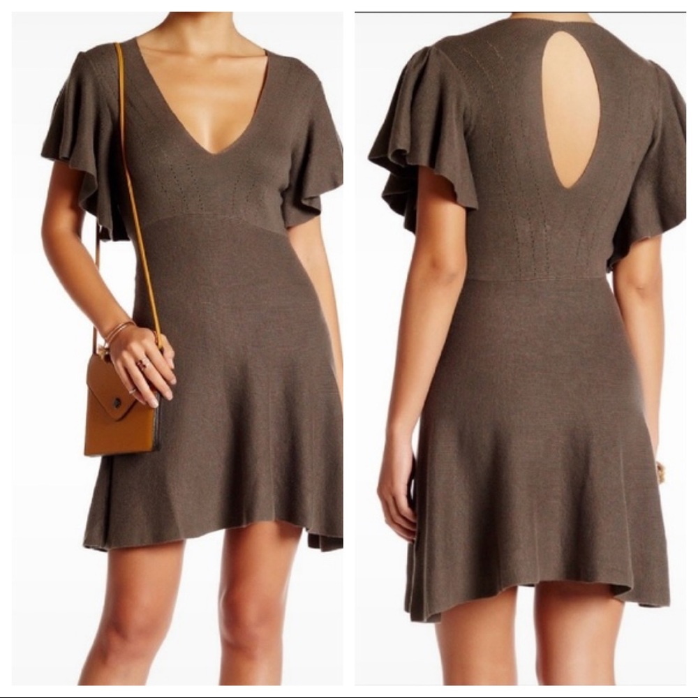 Free People Ruffle Sleeve Sweater Dress